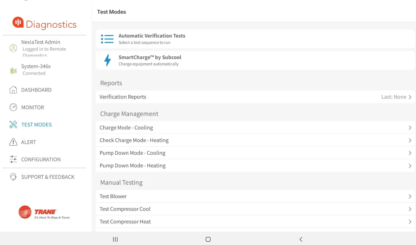 Trane Technician App Page